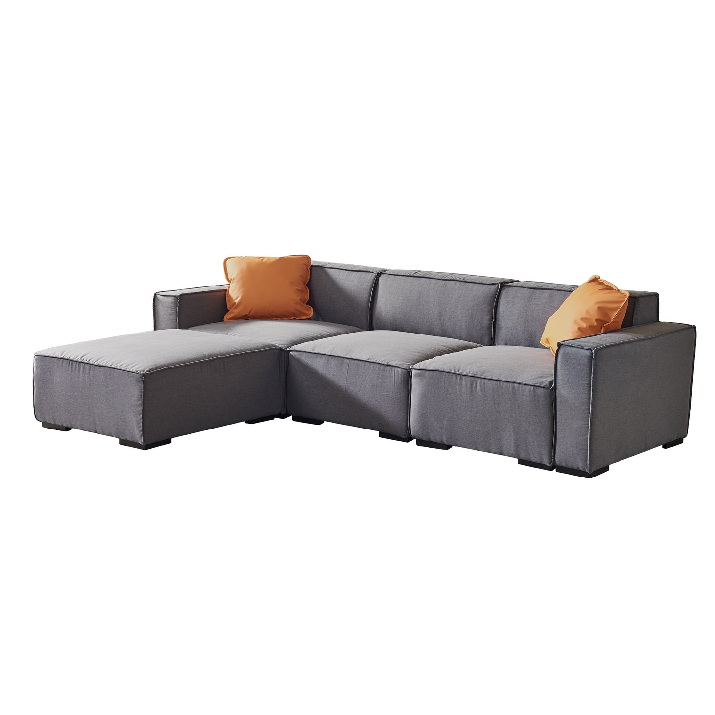 [video] Modular Sofa L Shape with Convertible Ottoman Chaise(Grey)