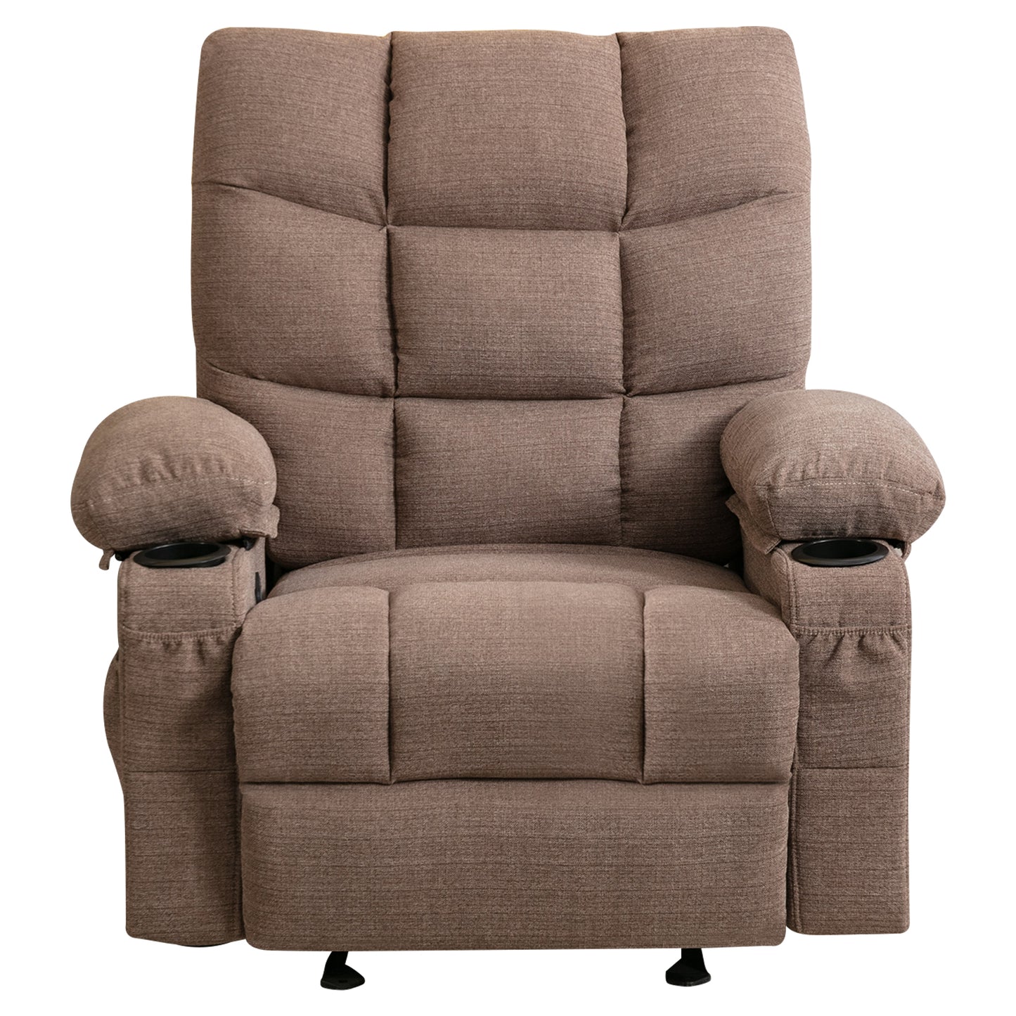 Massage and Heating Recliner Chair with USB and Side Pocket (Brown)