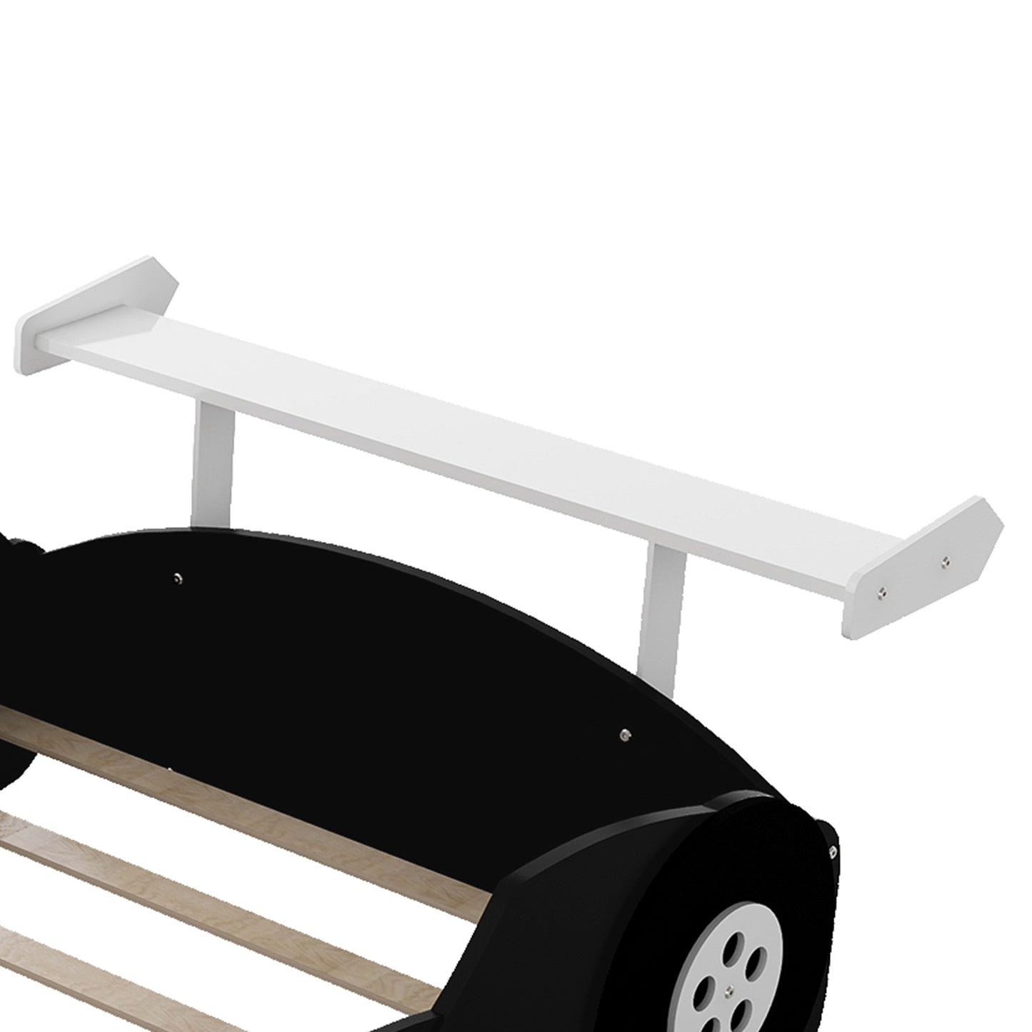 Full Size Race Car-Shaped Platform Bed with Wheels,Black