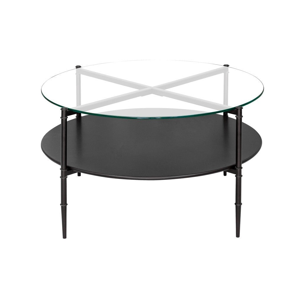 Versatile Round Coffee Table with Interchangeable Wood and Glass Top