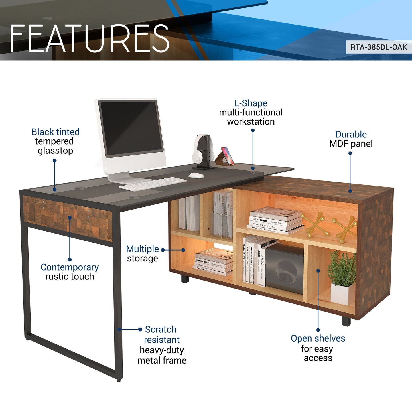 Modern Oak L-Shaped Corner Desk with Plentiful Storage Options