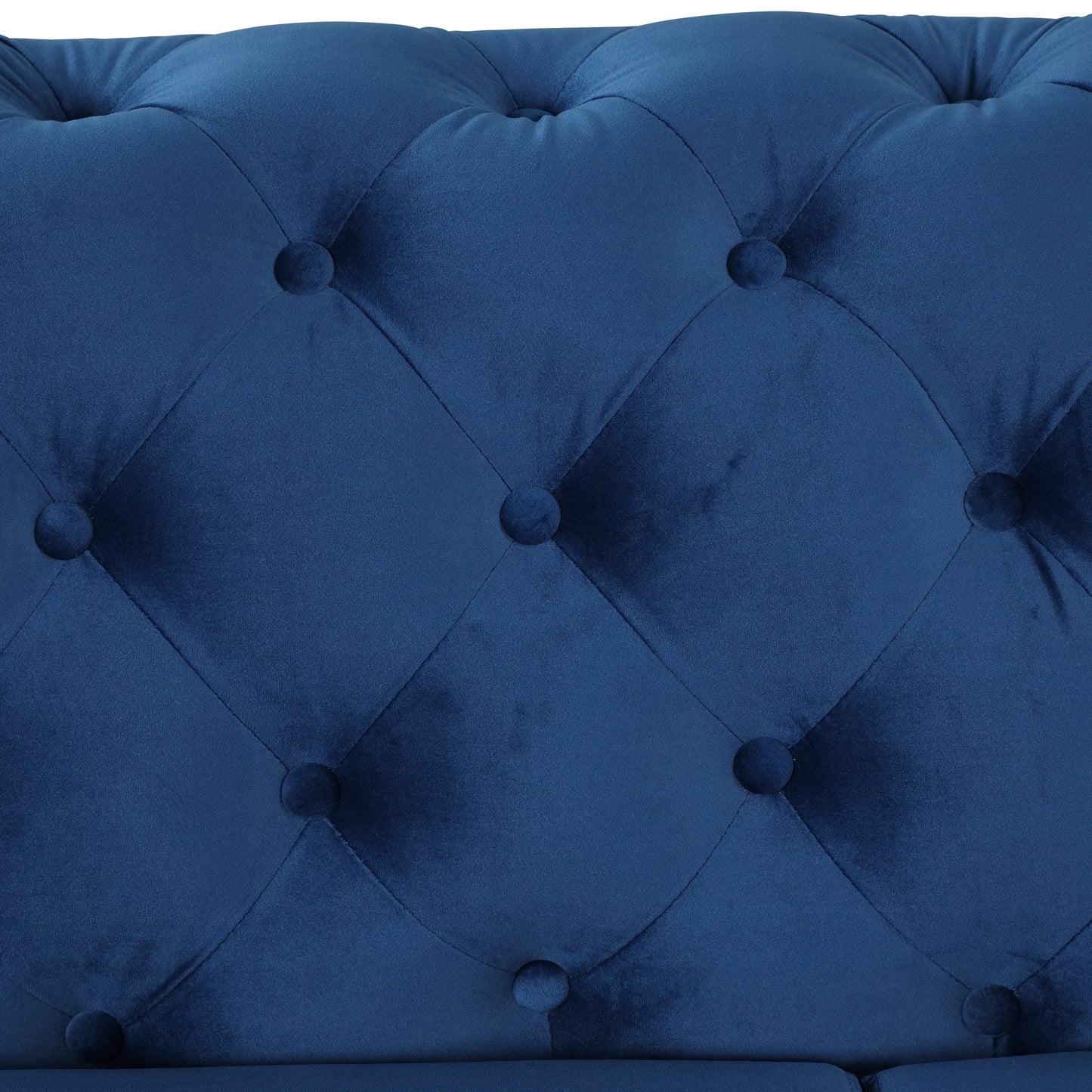 Elegant 40.5 Blue Velvet Upholstered Single Sofa with Button Tufted Back