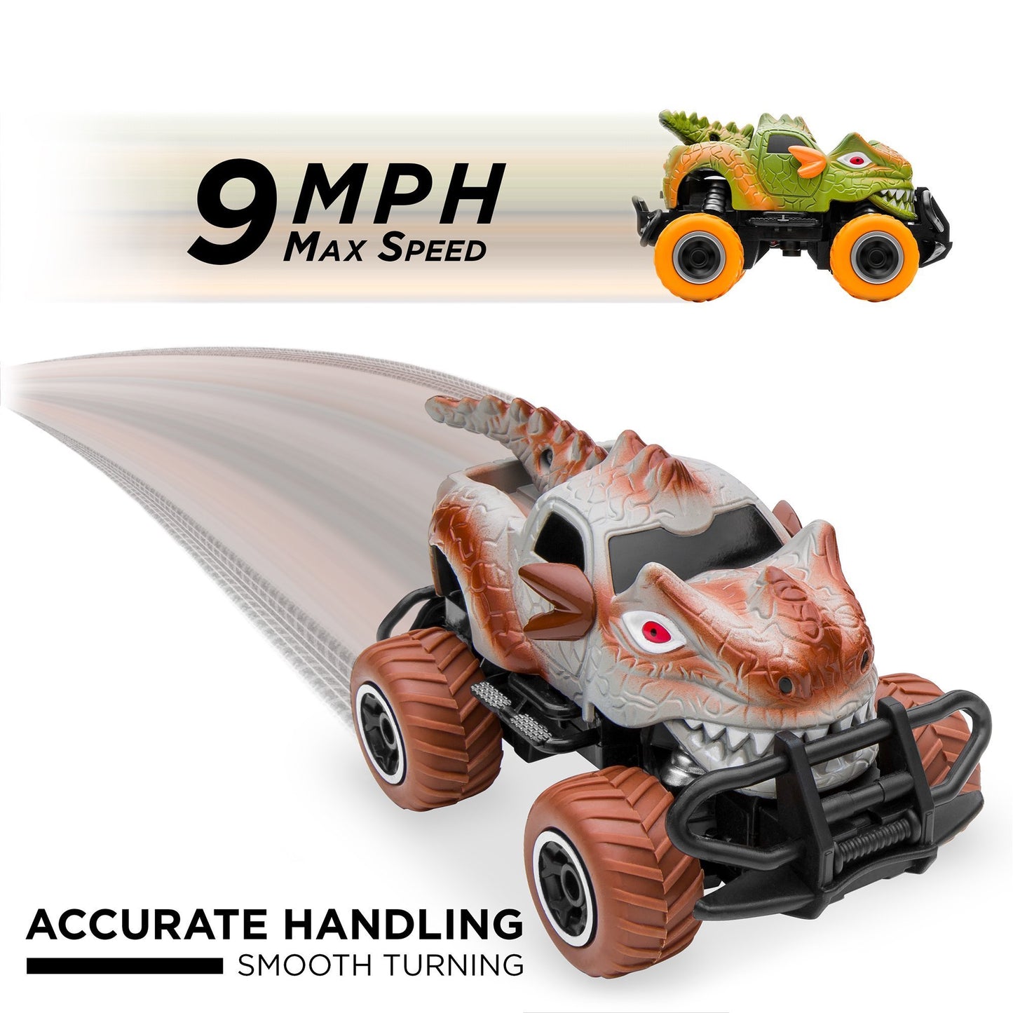 Dinosaur RC Car 1/43 Scale 27MHz Remote Control Monster Truck for Toddlers Birthday Gifts