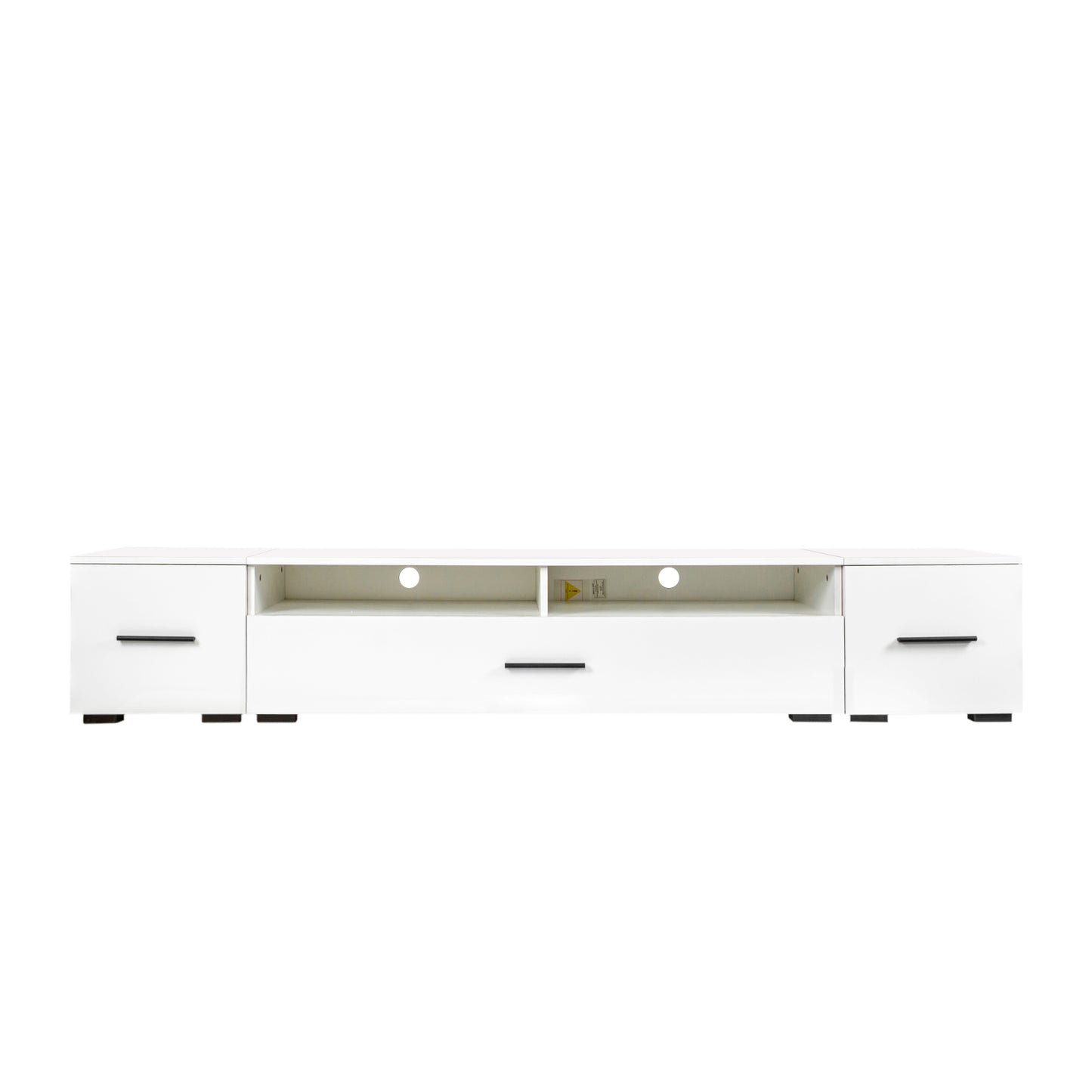 Elegant White Floating TV Stand Set with LED Lights - Versatile Minimalist Entertainment Center for Large TVs