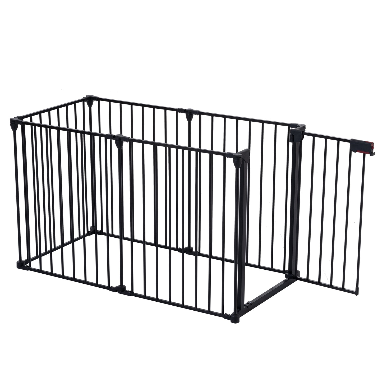 152" Adjustable Safety Gate  6 Panel Play Yard Metal Doorways Fireplace Fence Christmas Tree Fence Gate for House Stairs Gate prohibited area fence