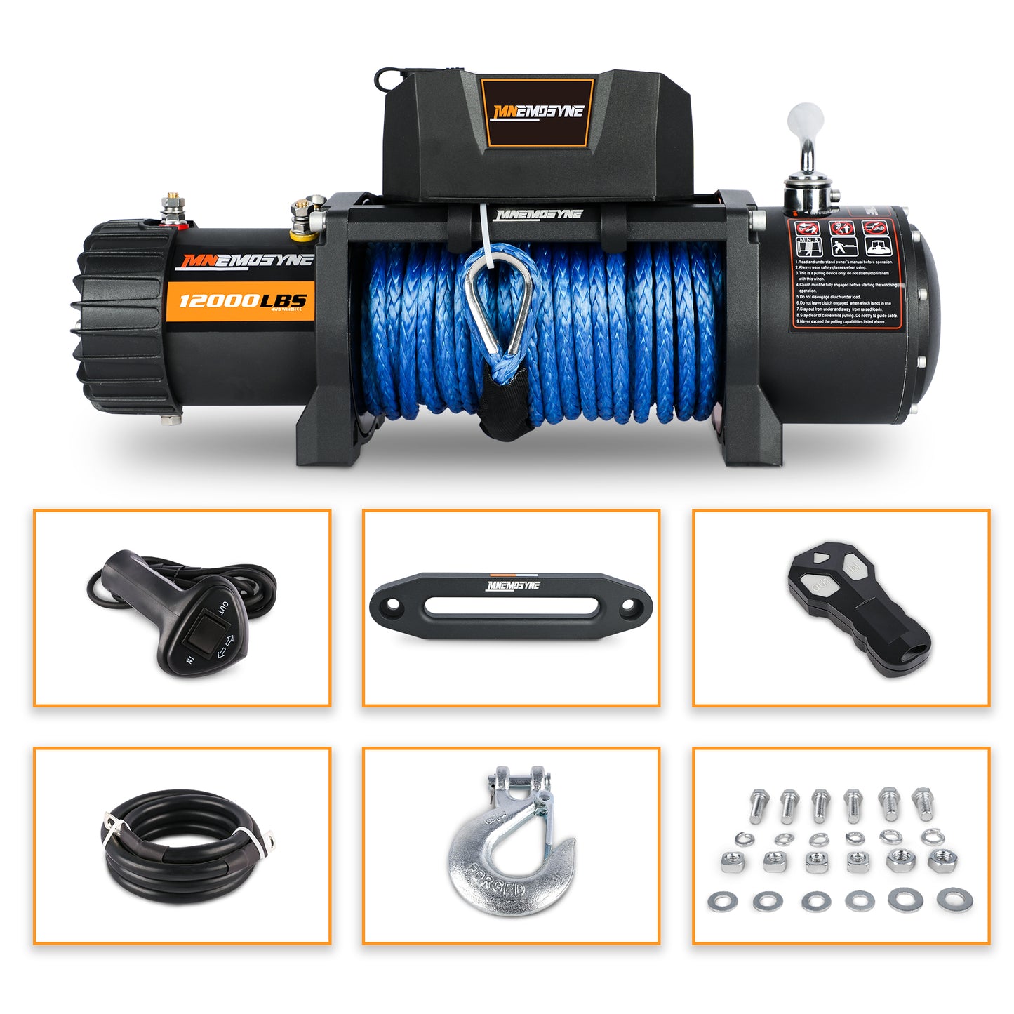 Ultimate 12V 12000LBS Electric Winch with Synthetic Rope for Jeep Towing Truck Off-Road 4WD