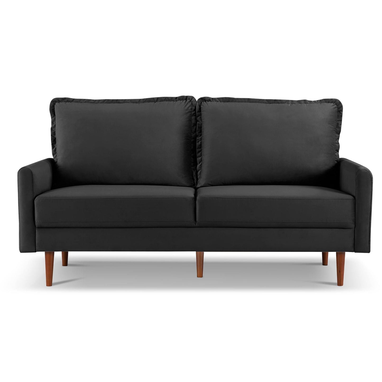 Luxurious 69” Black Velvet Upholstered Sofa with Wooden Frame and Sustainable Materials