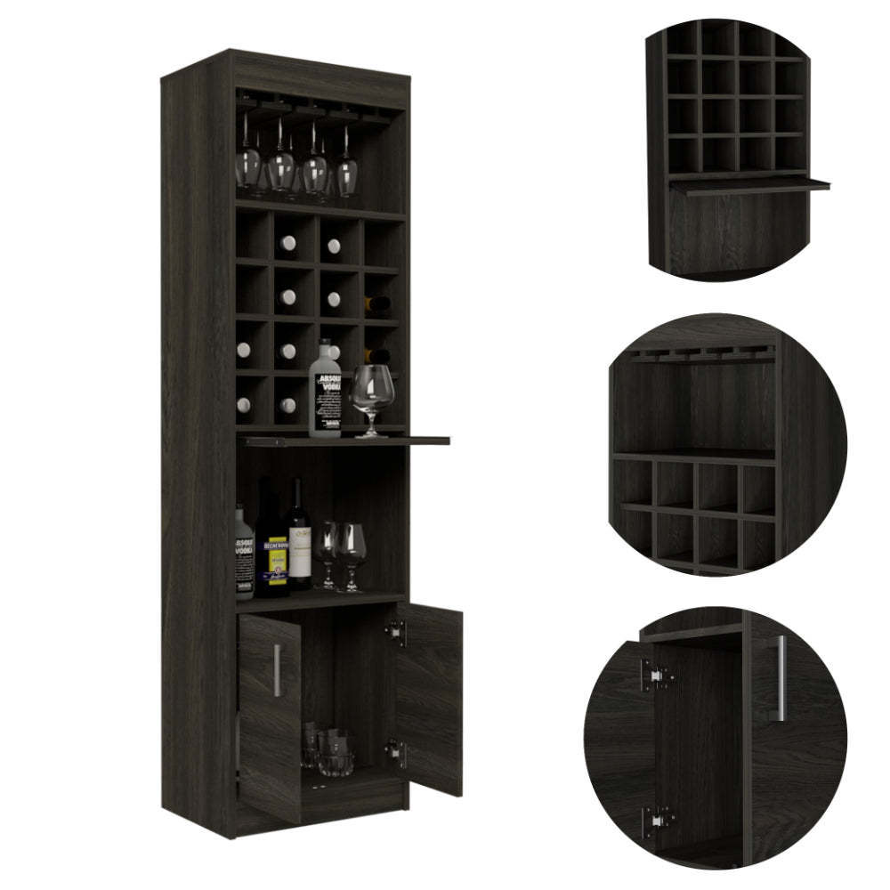 Capistrano Elegant 7-Shelf Multimedia and Liquor Cabinet Set in Black and Espresso