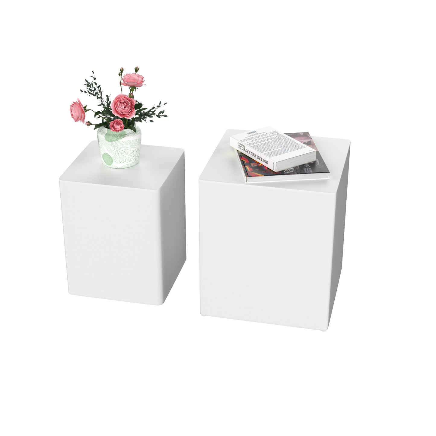 Modern White MDF Nesting Tables Set of 2 for Living Room, Office, and Bedroom