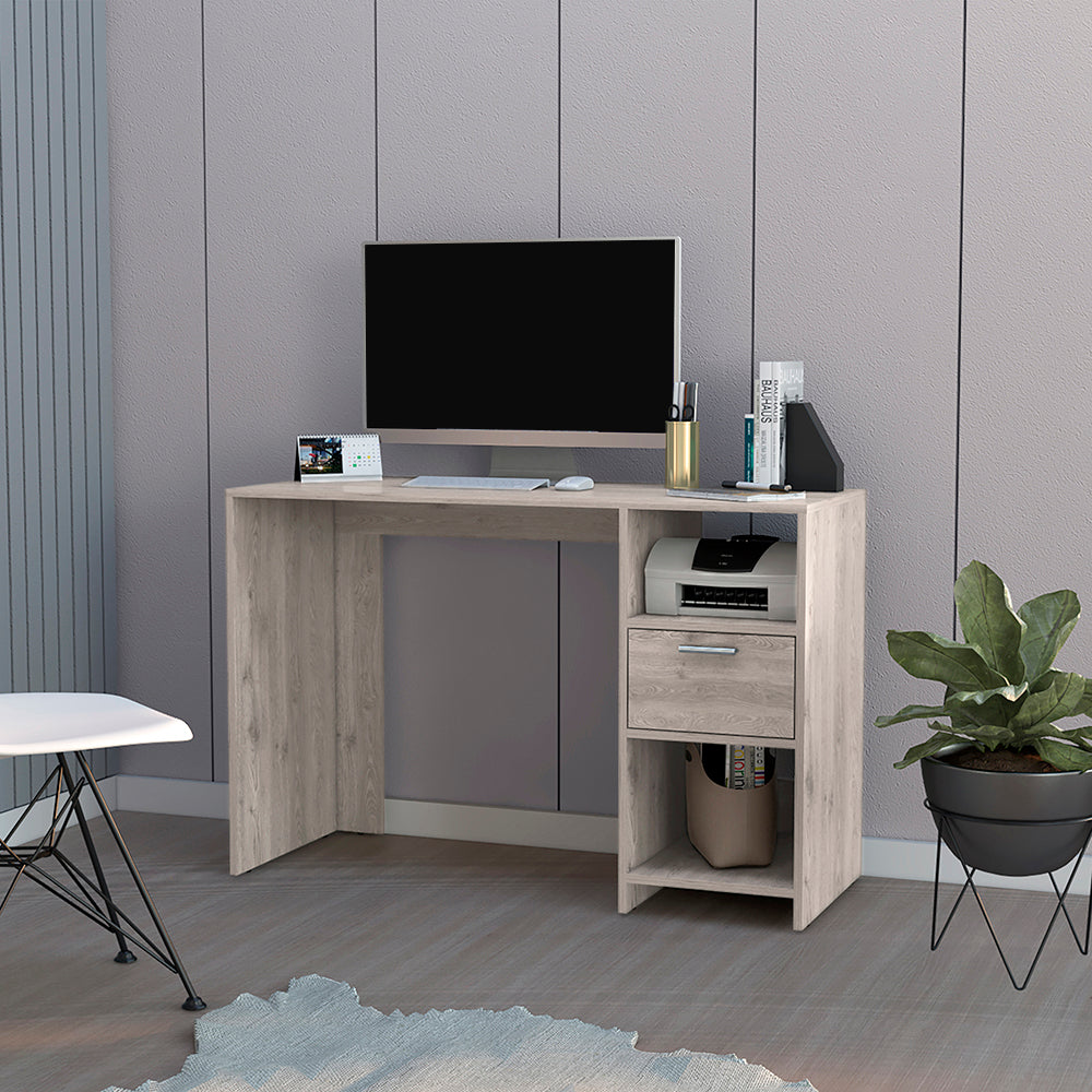 Odessa Computer Desk with Drawer and Storage Cabinets in Light Gray - Stylish and Functional Workstation