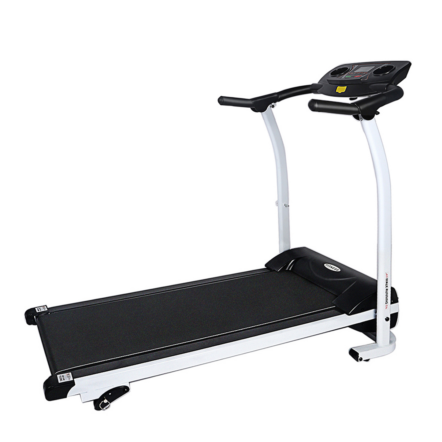 High Performance Folding Treadmill, Workout Running Machine with LCD Display and Phone Slot, Compact Treadmill for Fitness Gym Exercise, White and Black.