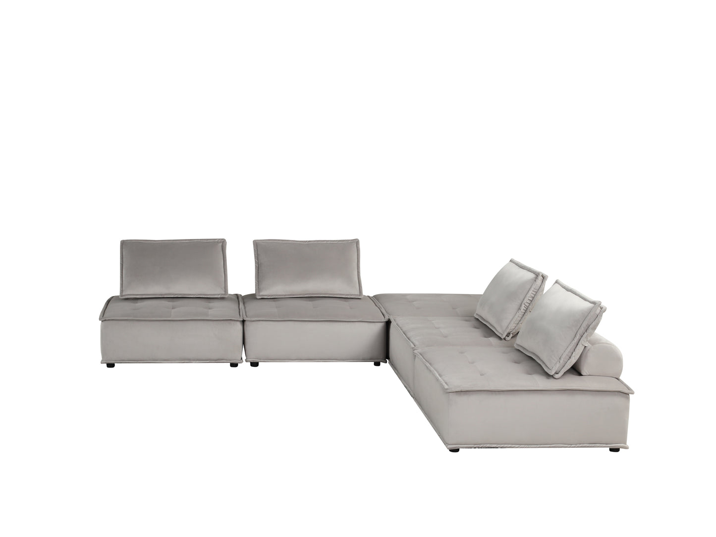 Anna Light Gray Velvet 5 Pc Sofa and Loveseat