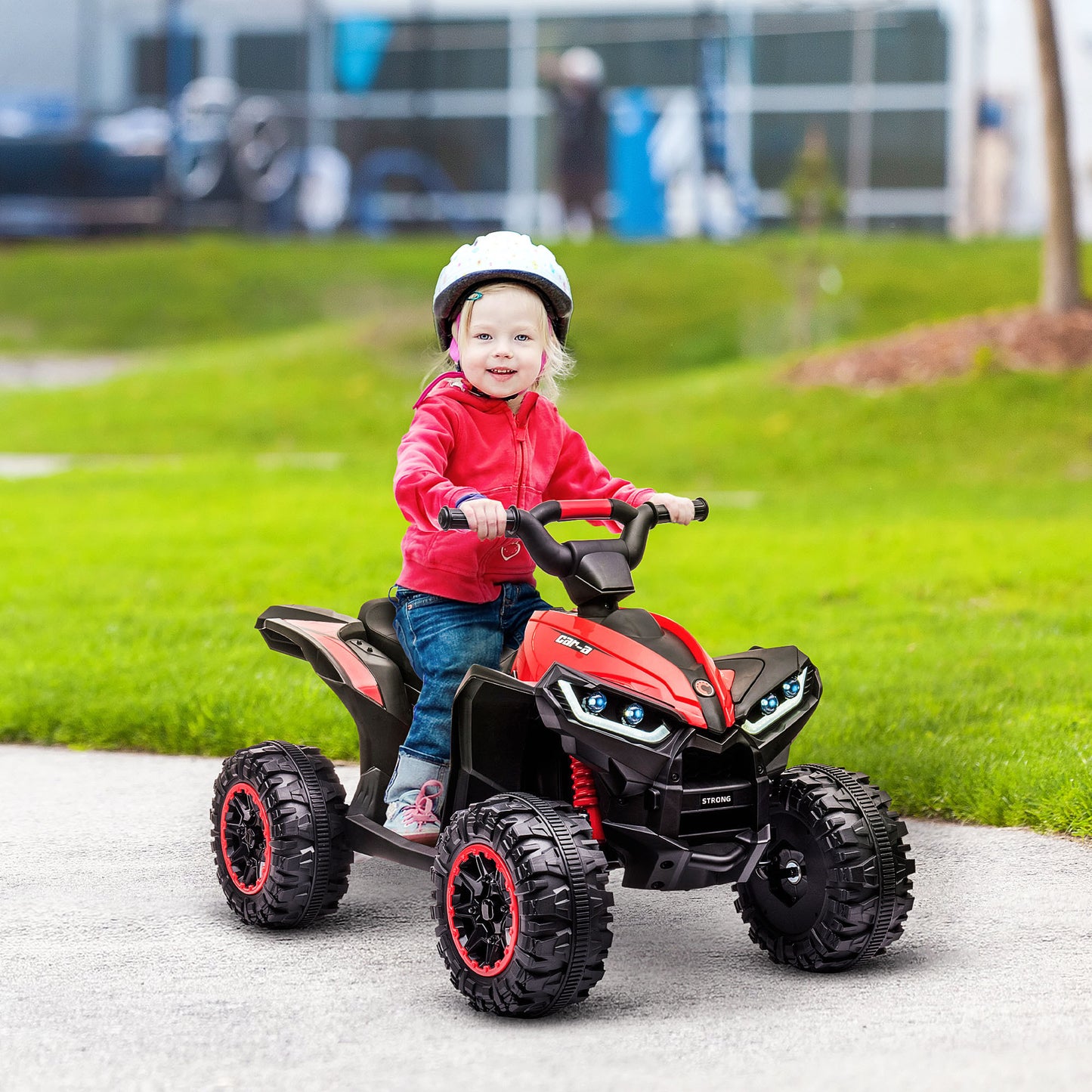 Kids 12V Red ATV Quad Car with Music and Forward & Backward Function