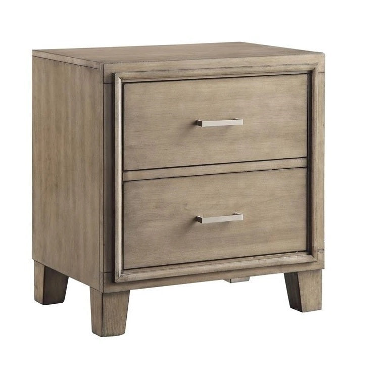 Simple Casual 1pc Nightstand Gray Color Solid wood Bedroom Furniture Contemporary Look Nightstand Nickel Bar Pull