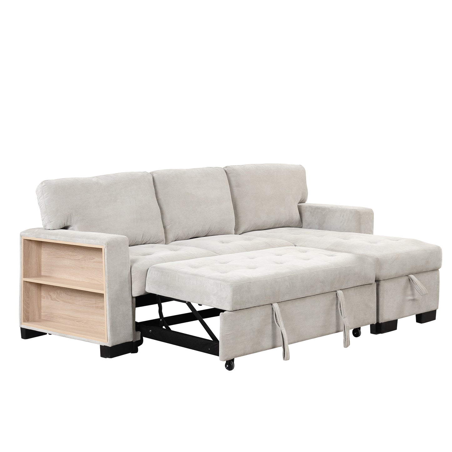 Elegant Light Gray Sectional Sofa with Versatile Storage and USB Charging