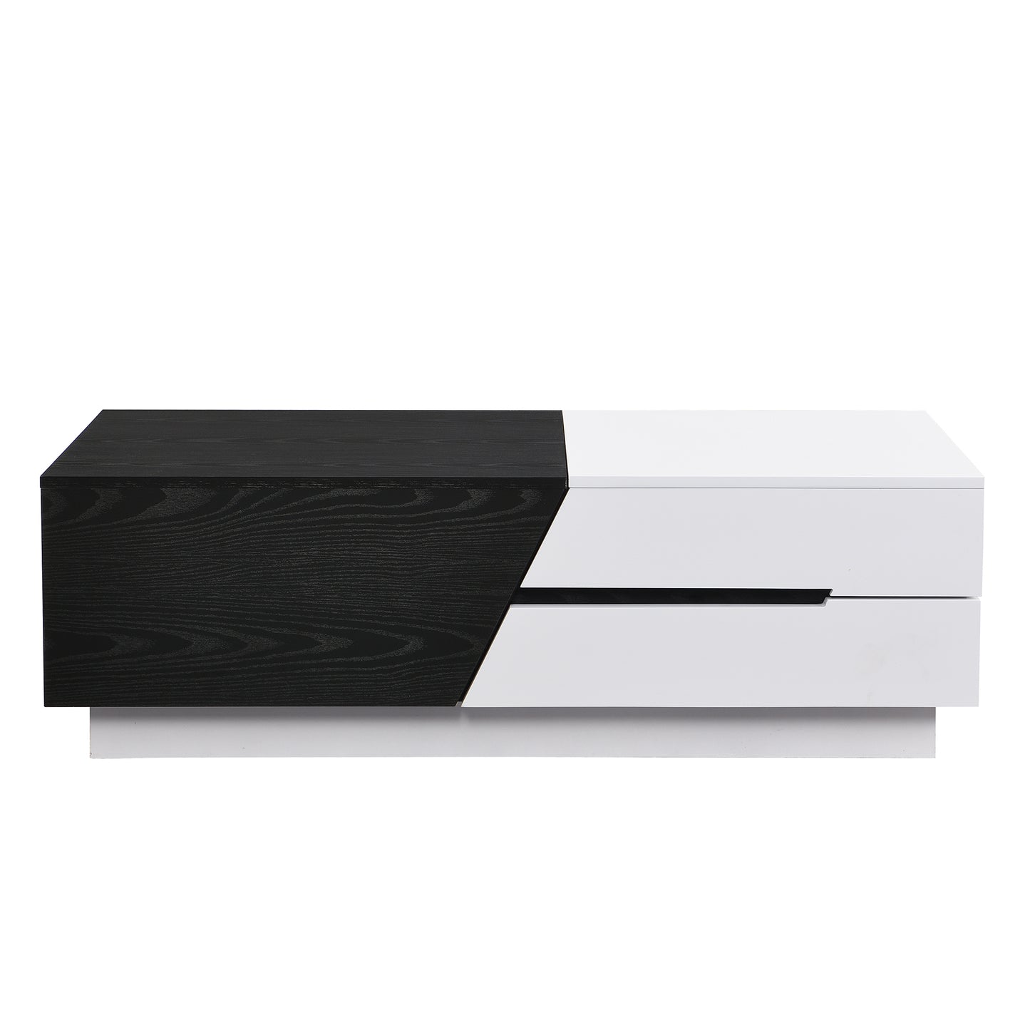 Sleek White and Black Sliding Top Coffee Table with Storage