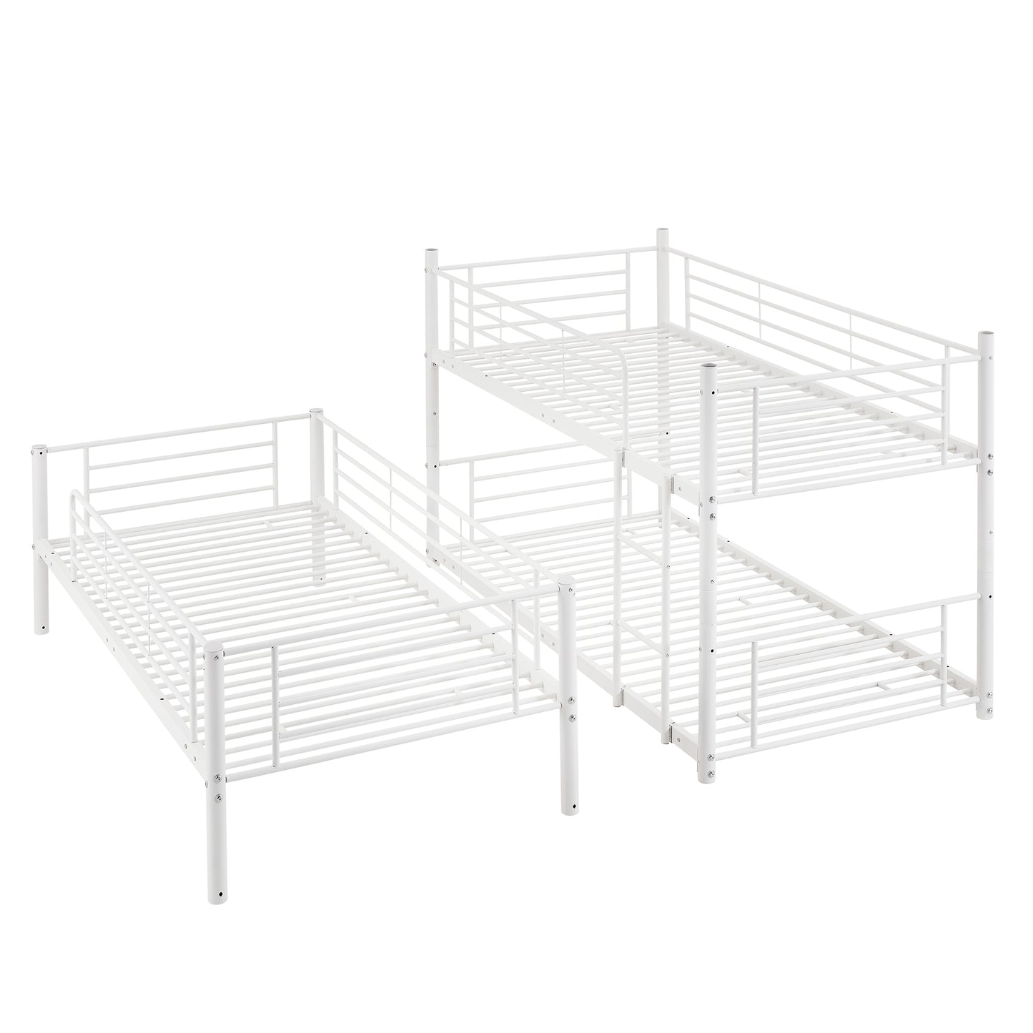 Twin-Twin-Twin Triple Bed with Built-in Ladder, Divided into Three Separate Beds,White(OLD SKU:LP000197AAK)