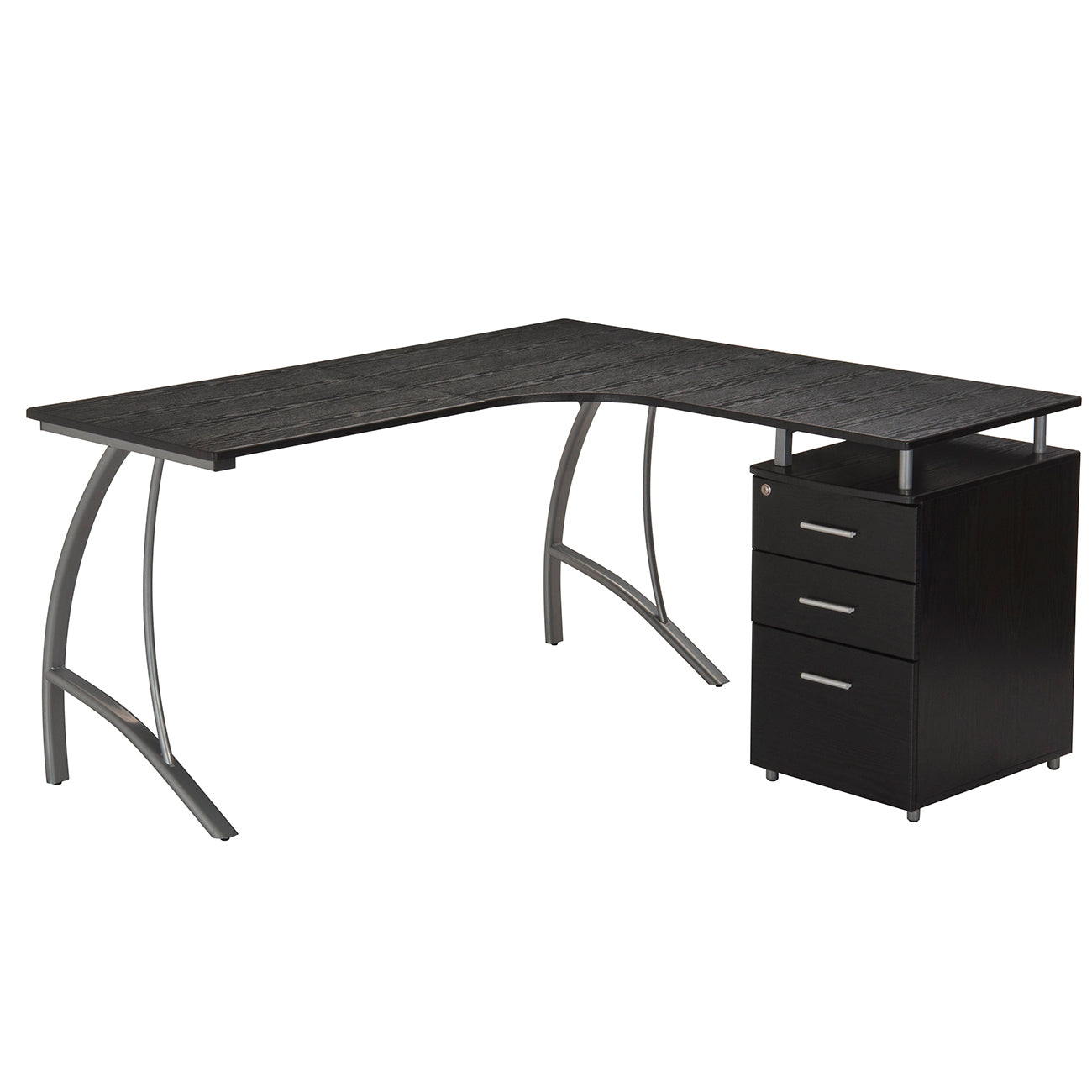 Sophisticated Espresso L-Shaped Computer Desk with Enhanced Storage System