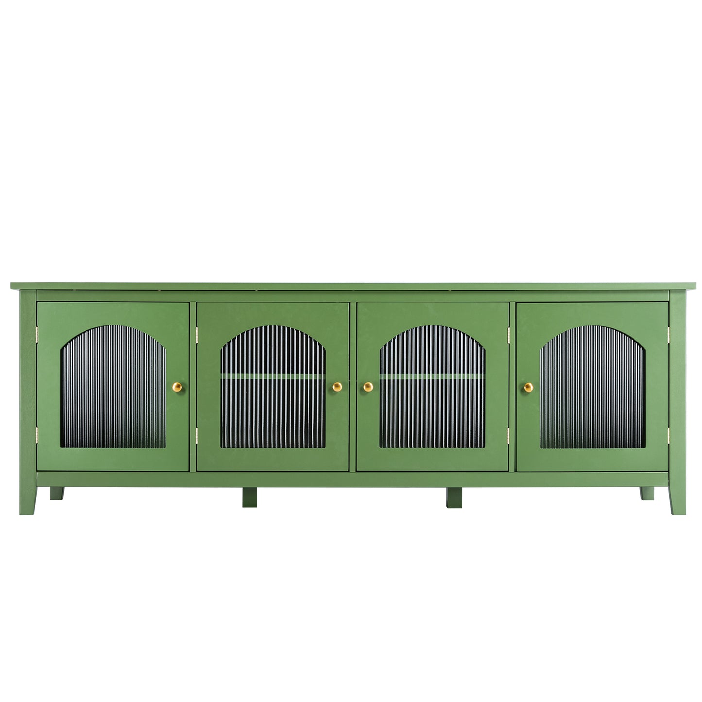 Stylish 71-Inch TV Cabinet with Rainbow Glass Doors and Retro Green Finish