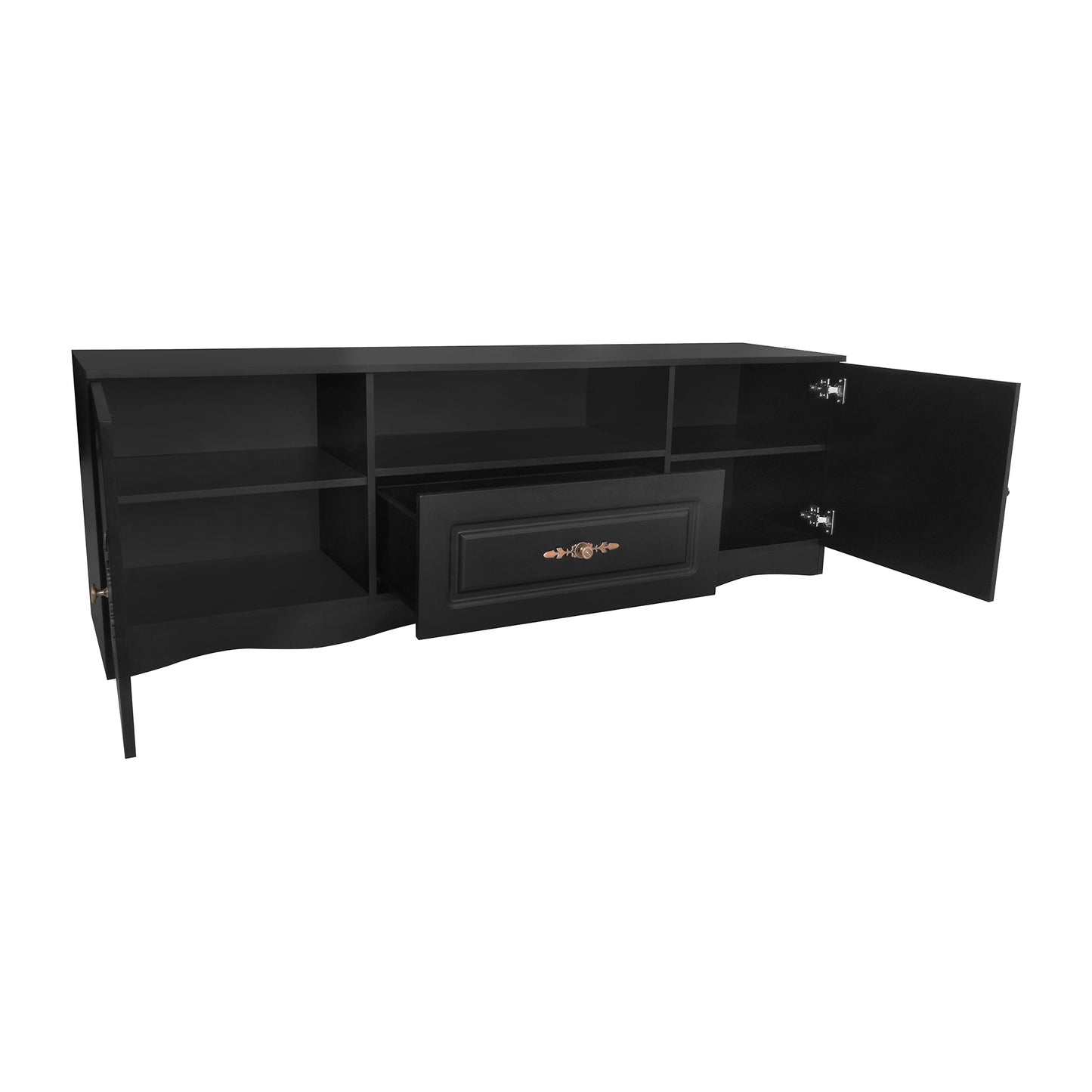 Elegant Black TV Stand with Storage for 60+ Inch TV, Modern Console Cabinet Furniture