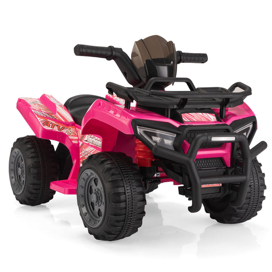 6V Kids Ride-On ATV Car, Powered 4-Wheeler Quad w/ Music Horn USB MP3, 1.9 MPH Max Speed, Electric Vehicle Toy for Children 18-48 Months, Rosy