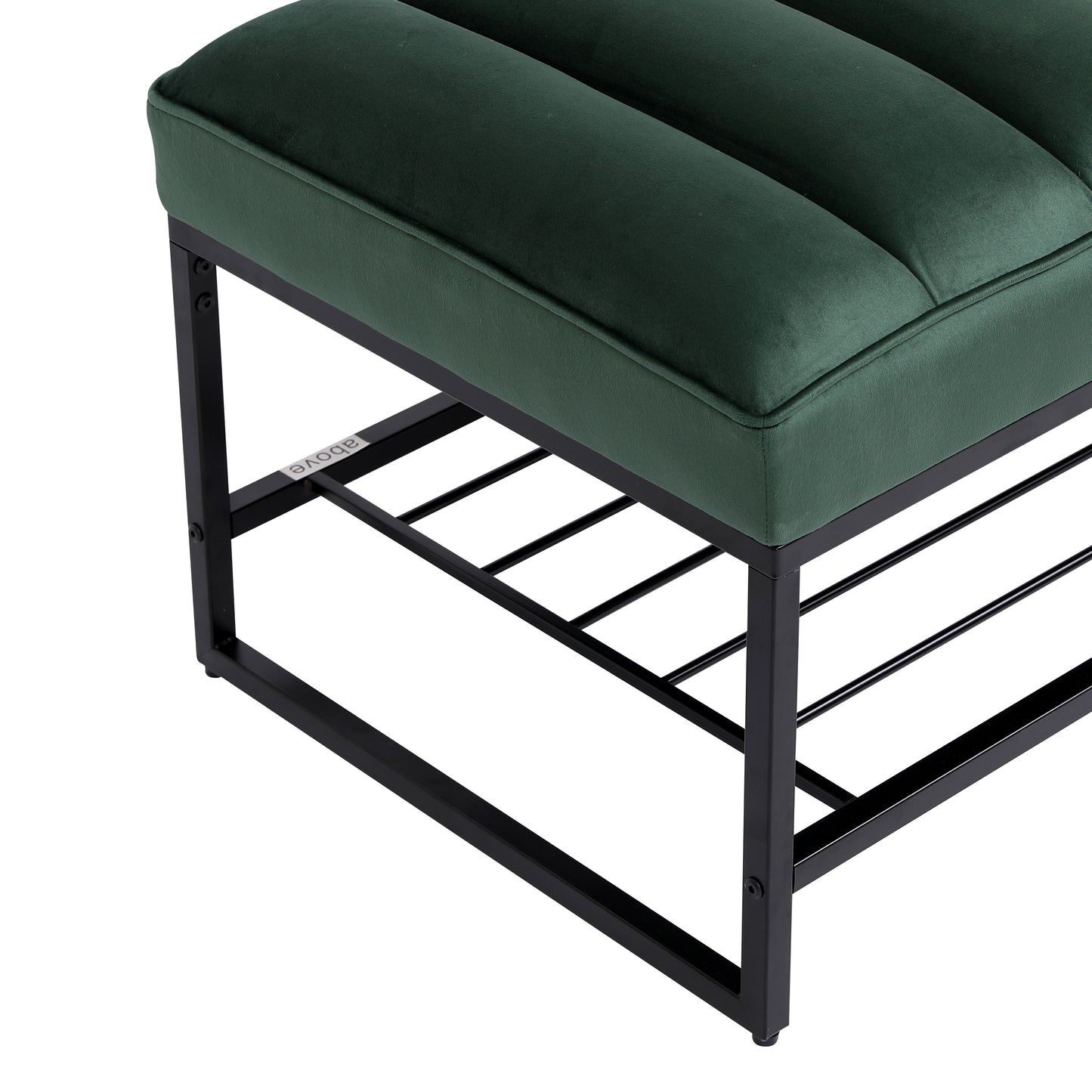 Green Velvet Channel Tufted Ottoman Bench Accent Upholstered Bendroom End of Bed Bench with Storage Shelf (Green)