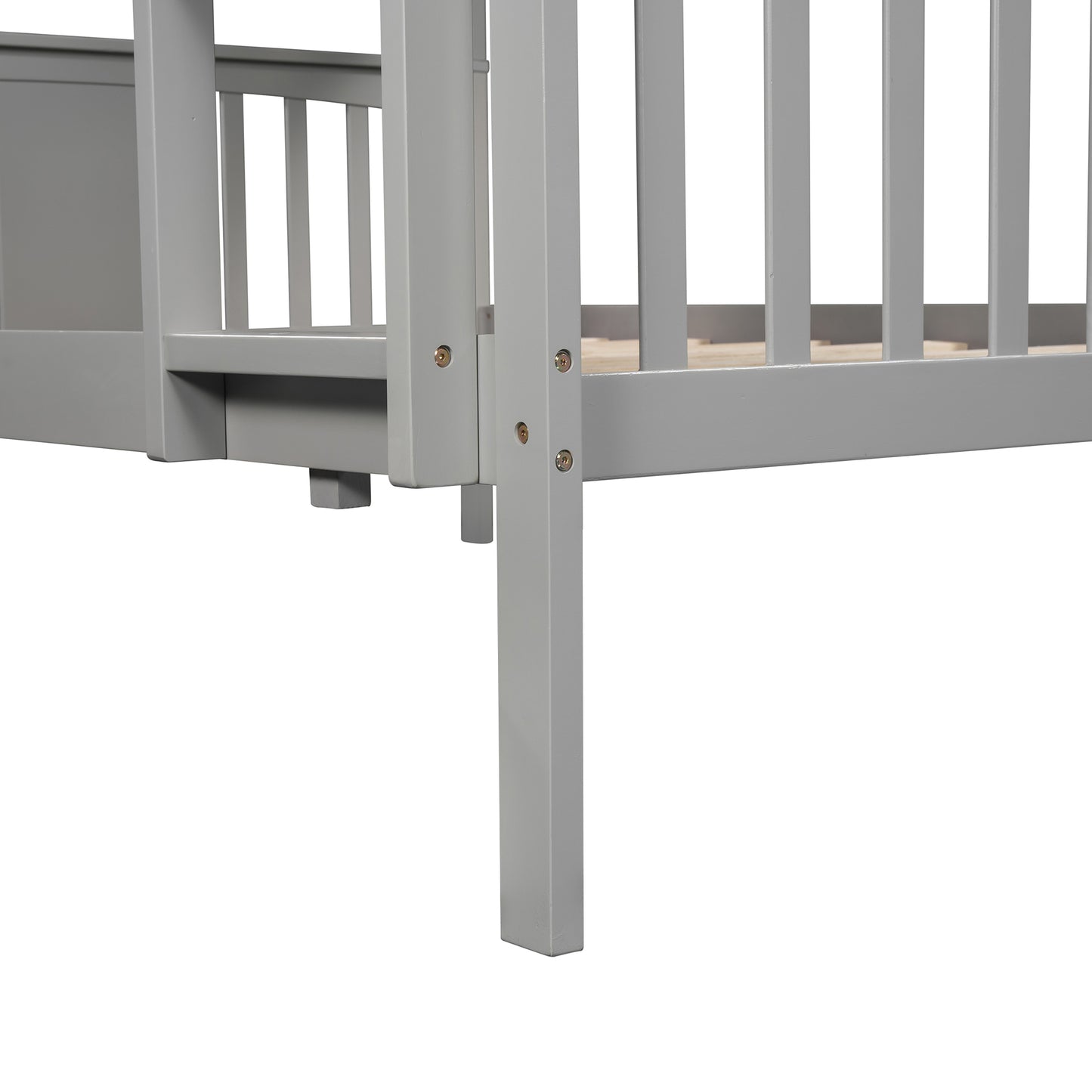 Gray Full-Size Bunk Bed with Flexible Configuration for Bedroom, Accommodating Guests