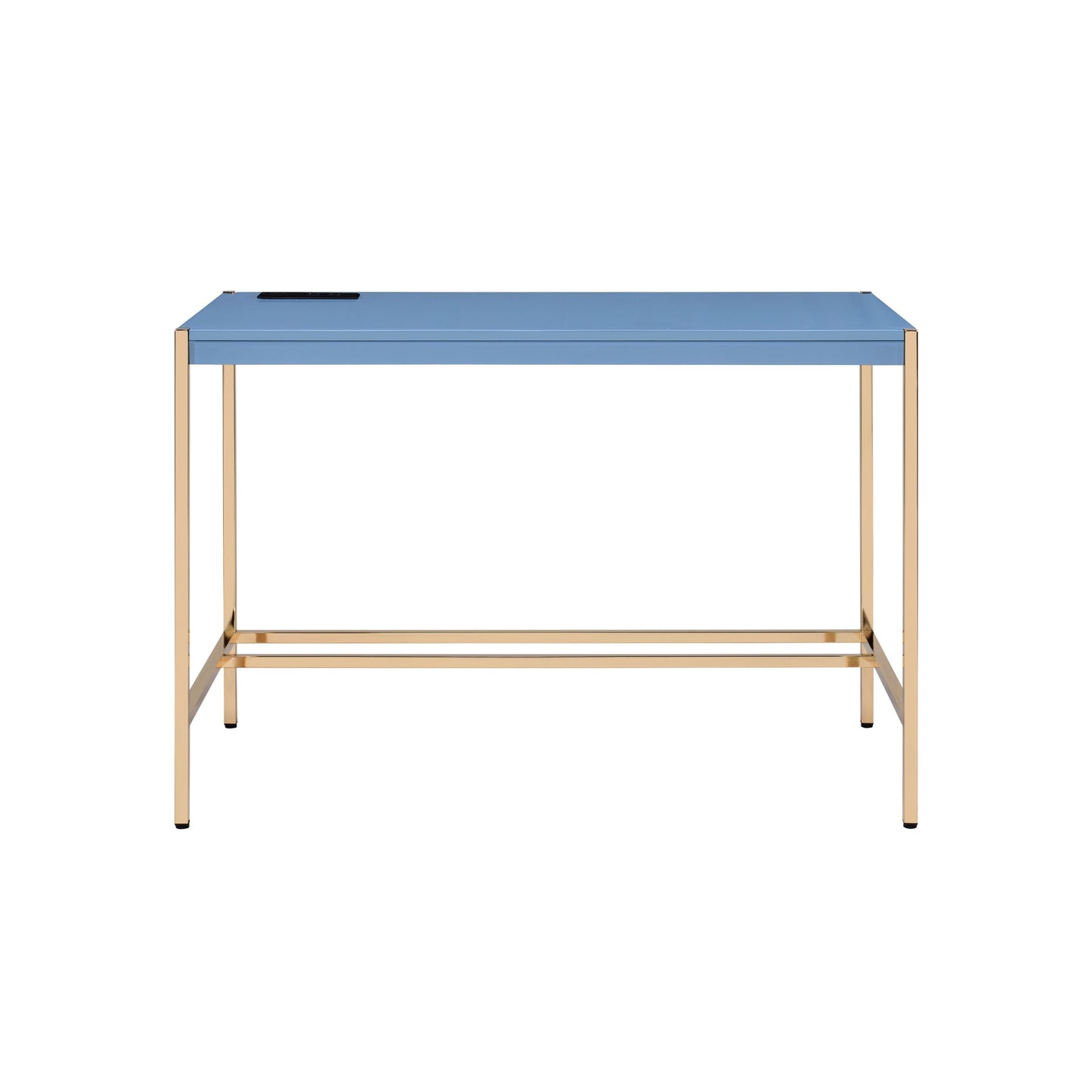 Navy Blue and Gold Writing Desk with USB Port: A Stylish and Functional Workspace Upgrade