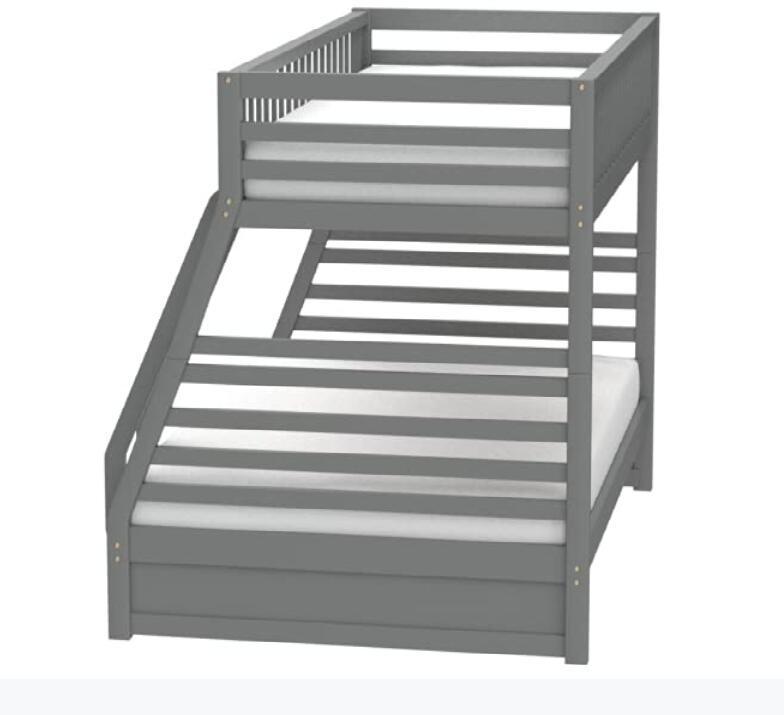 Jason Twin/Full Bunk Bed with Storage and Gray Finish