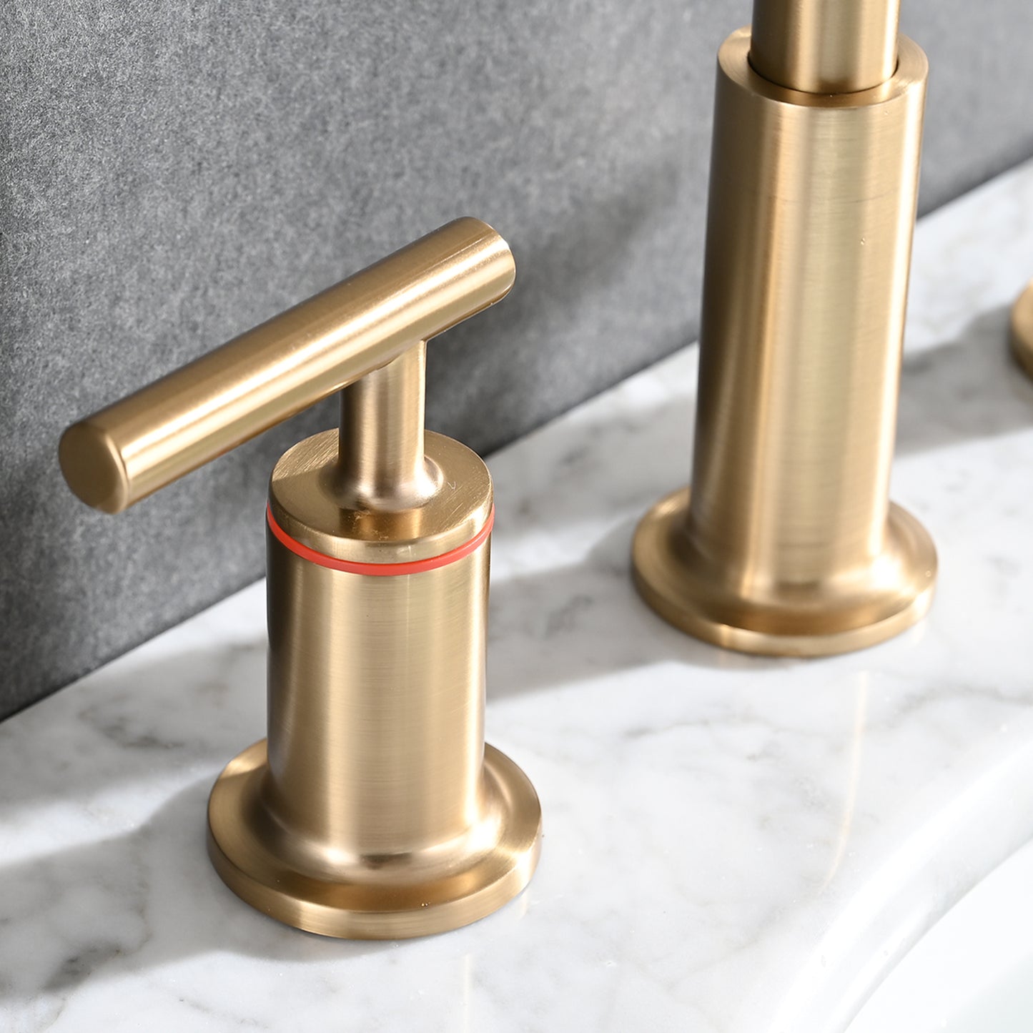 8-Inch Brushed Gold Widespread Double Handle Bathroom Faucet with Pop-Up Drain