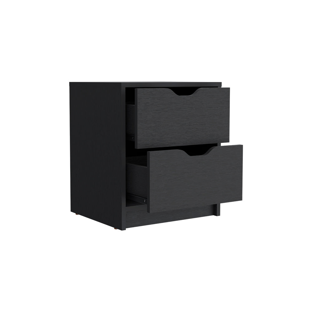 Nightstand Gandu, Two Drawers, Black Wengue Finish