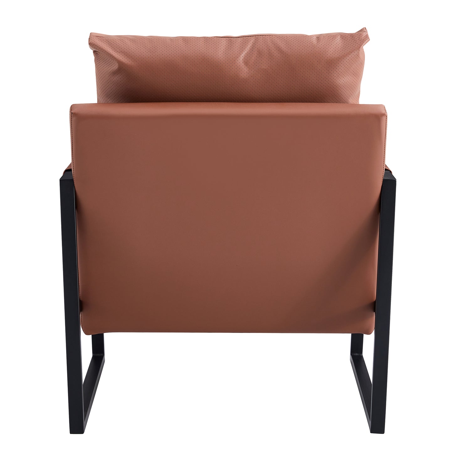 Contemporary Brown PU Leather Armchair Set with Metal Frame