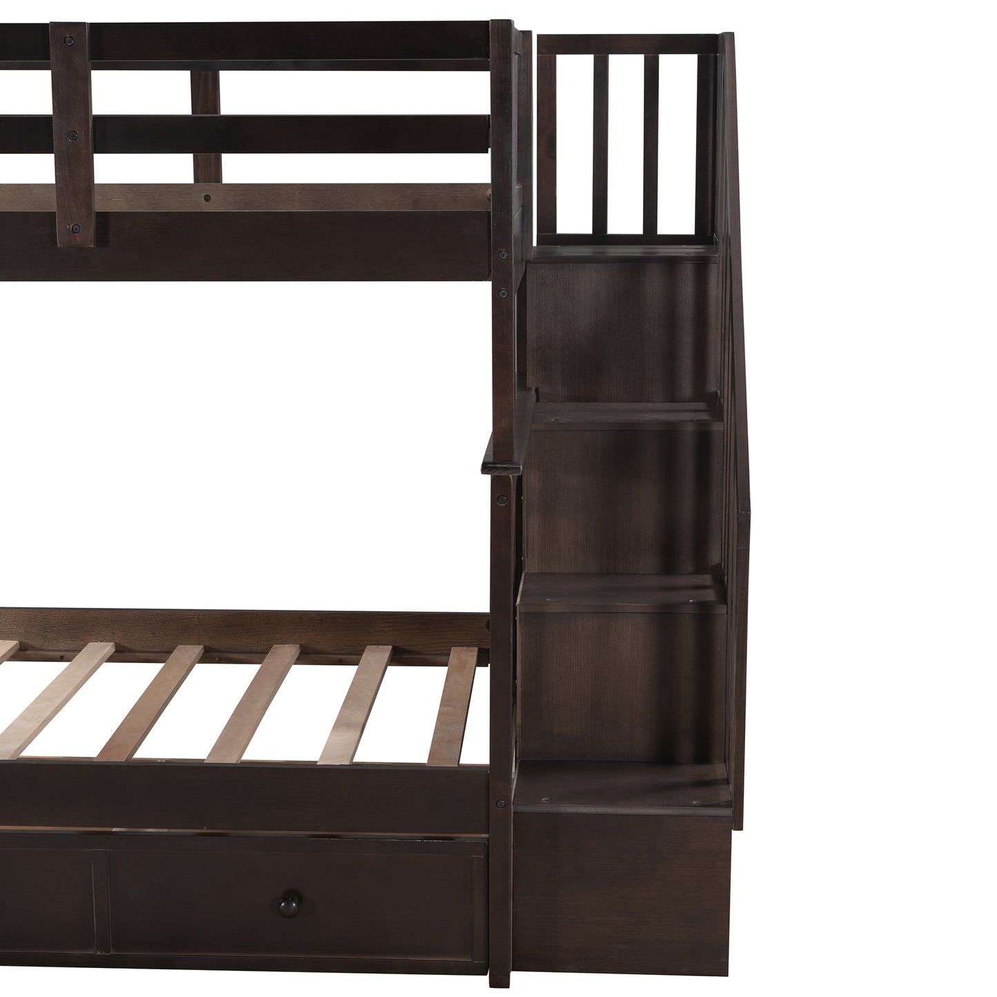 Staircase Twin Bunk Bed with Storage Drawers - Espresso