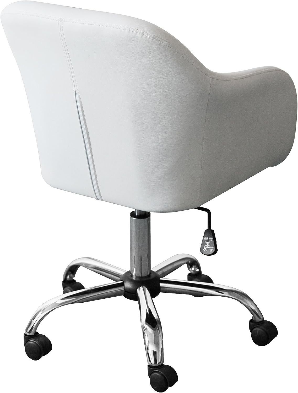 INO Design Mid Back Computer Table Desk Chair Swivel Height Adjustable Ergonomic with Armrest White for Home,Office