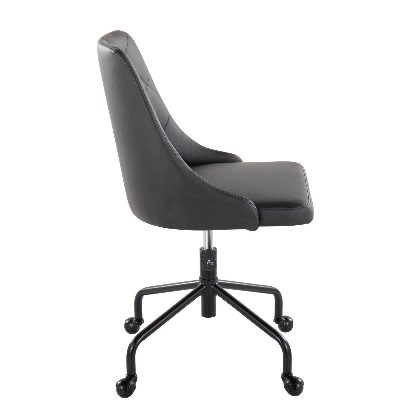 Marche Contemporary Adjustable Office Chair with Casters in Black Metal and Black Faux Leather by LumiSource