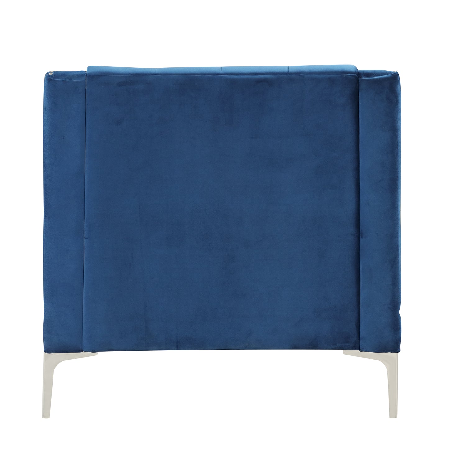 33.5 Plush Blue Modern Sofa with Metal Legs and Button Tufted Back