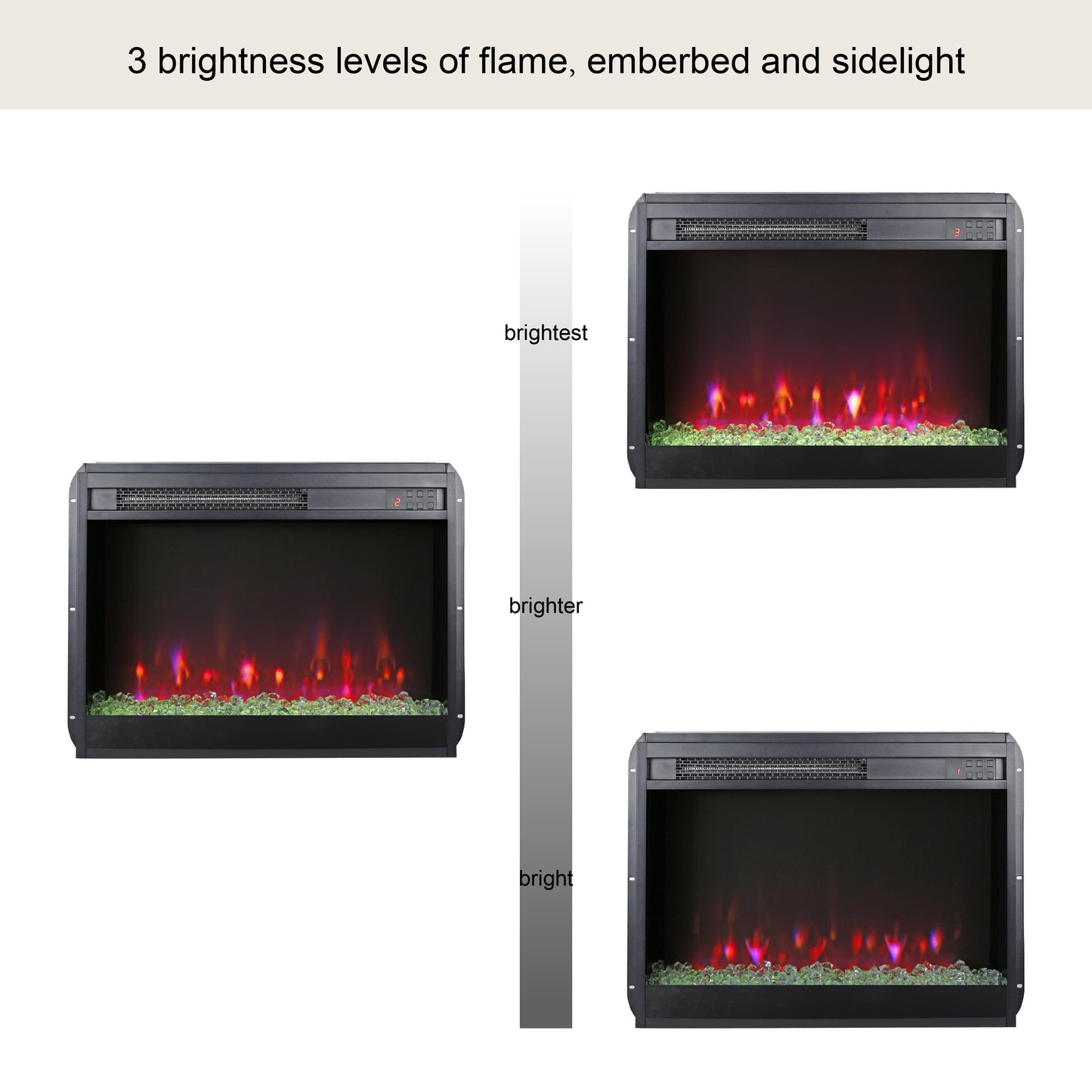 23-inch Electric Fireplace Insert with Remote Control and Side Light