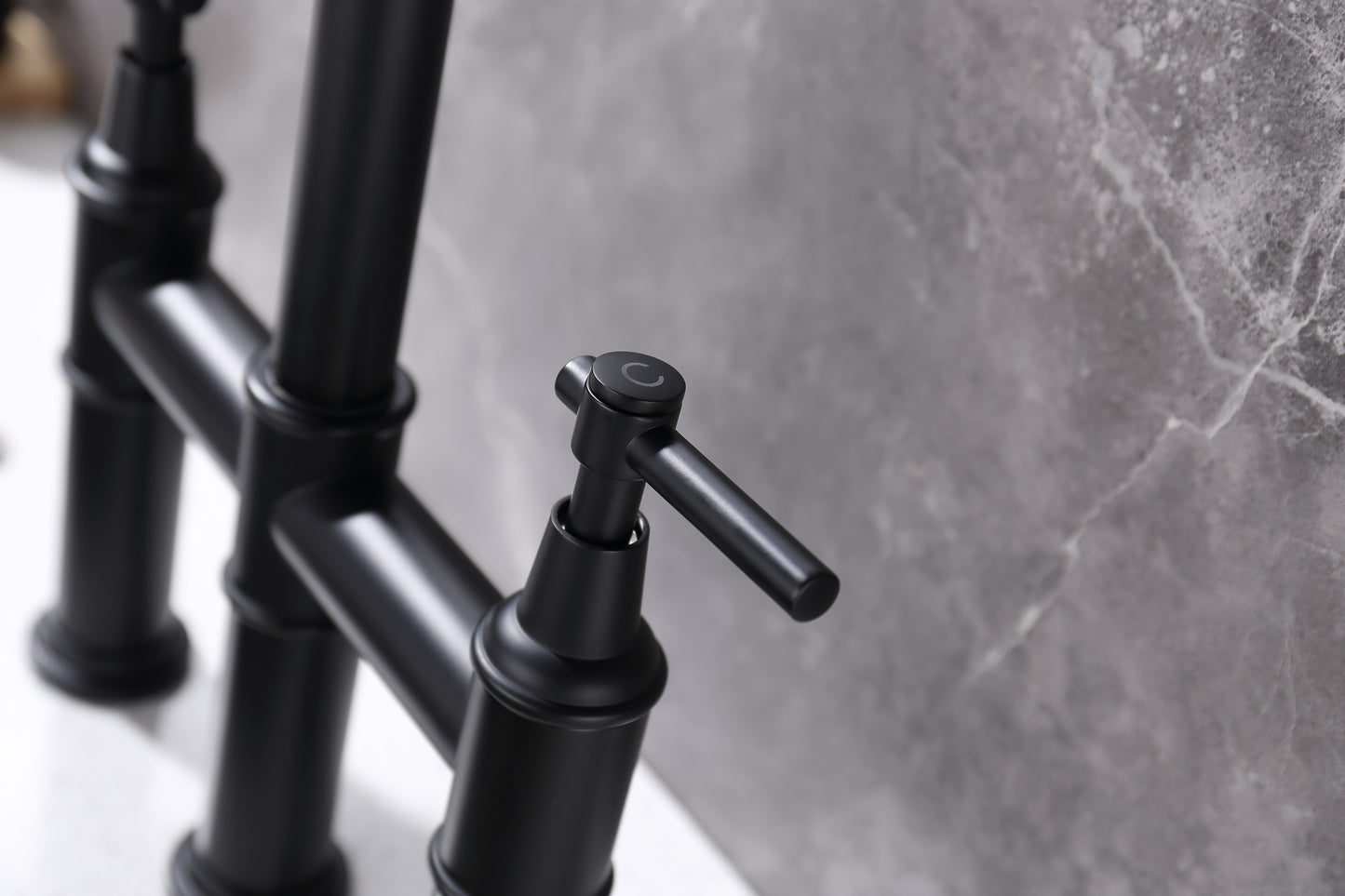 Bridge Kitchen Faucet with Pull-Down Sprayhead in Spot