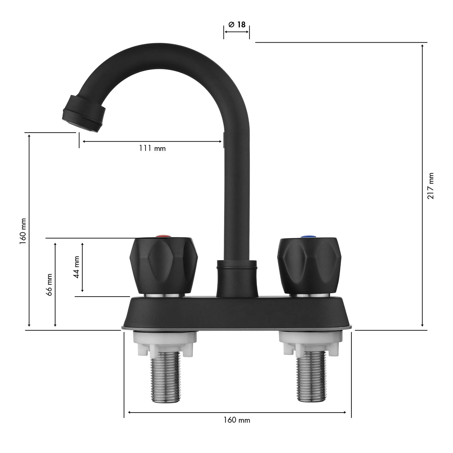 Matte Black 2 Handle Bathroom Sink Faucet with Pop-Up Sink Drain- Stainless Steel