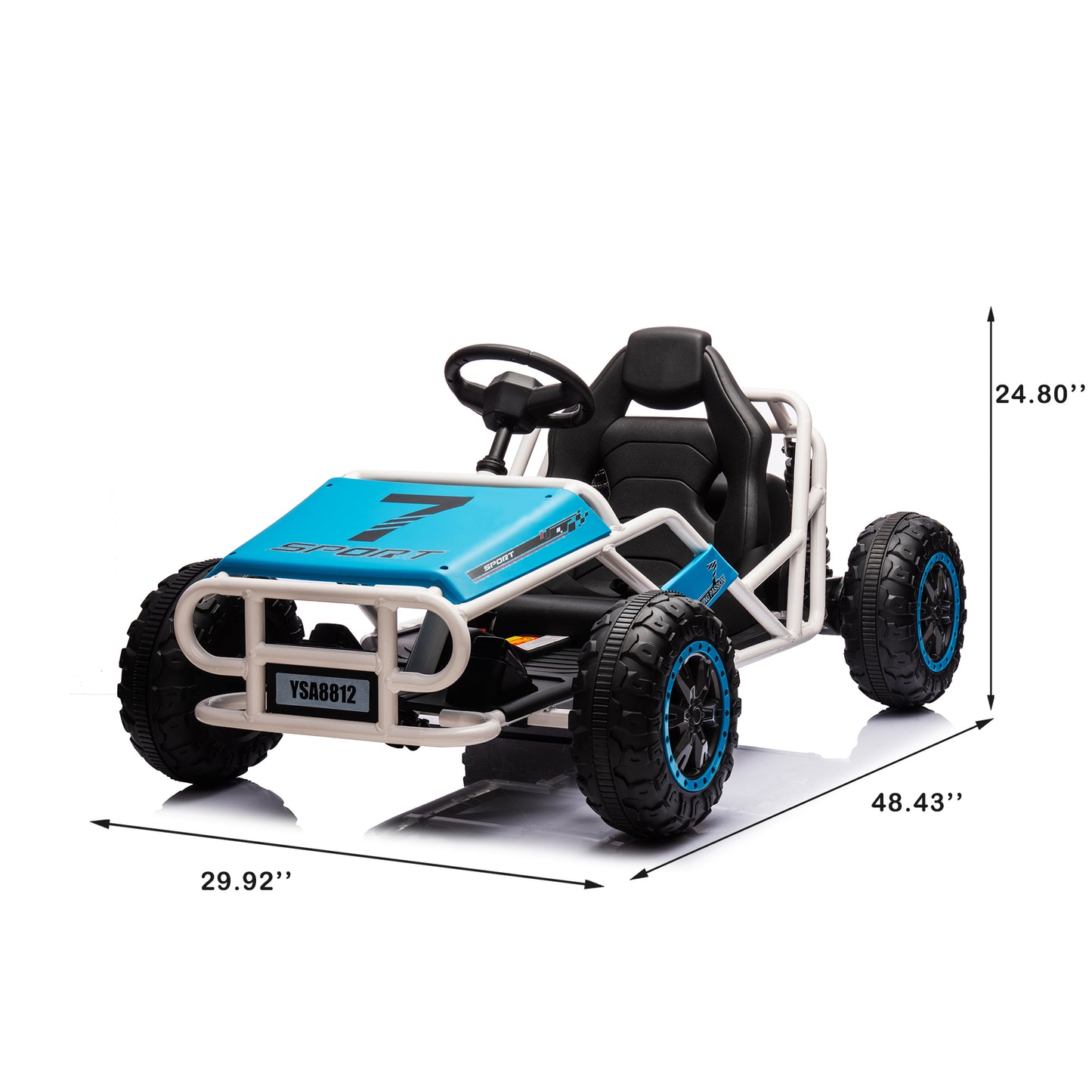 Blue, 24V Ultimate Go-Kart, Ride On Toy for Big Kids Ages 6+, 2x200W Powerful Motor, 6MPH Outdoor/Off road/Dirt Road Electric Car, Wide Seat, Metal Frame, Strong Shock Absorbers, High/Low Speed, Gift