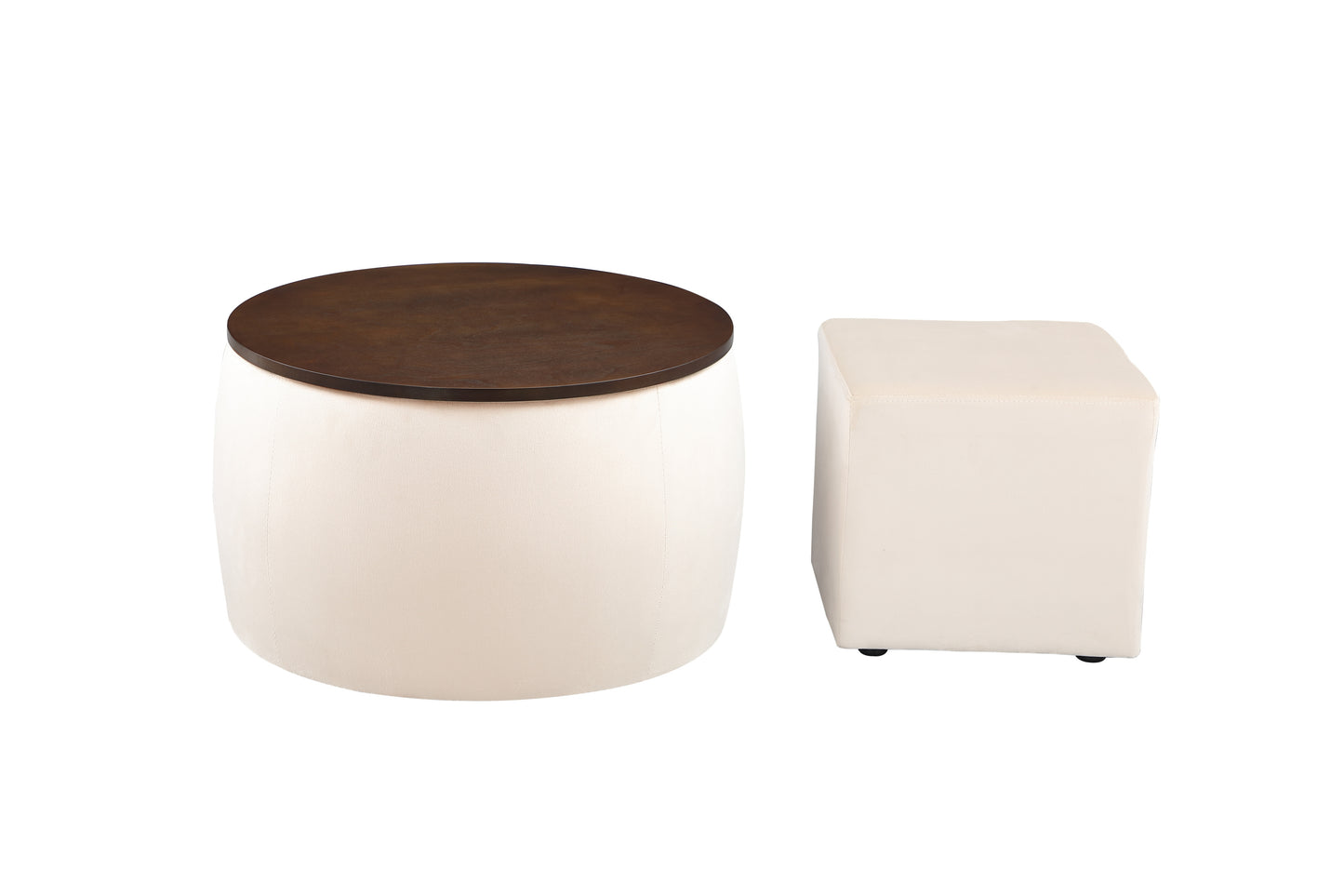 Elegant Velvet Round Ottoman Set with Storage: Multifunctional Furniture Piece for Your Space