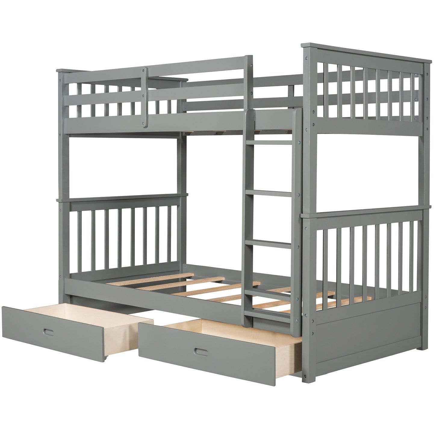 Gray Twin Bunk Bed with Two Drawers - Maximized Space and Versatile Galore