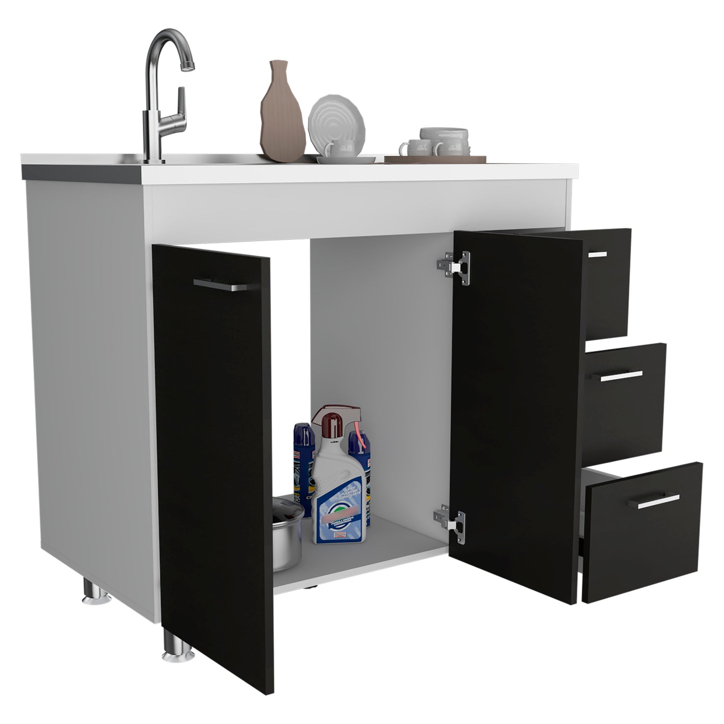 Stylish Utility Sink Kisco for Modern Kitchens, White / Black