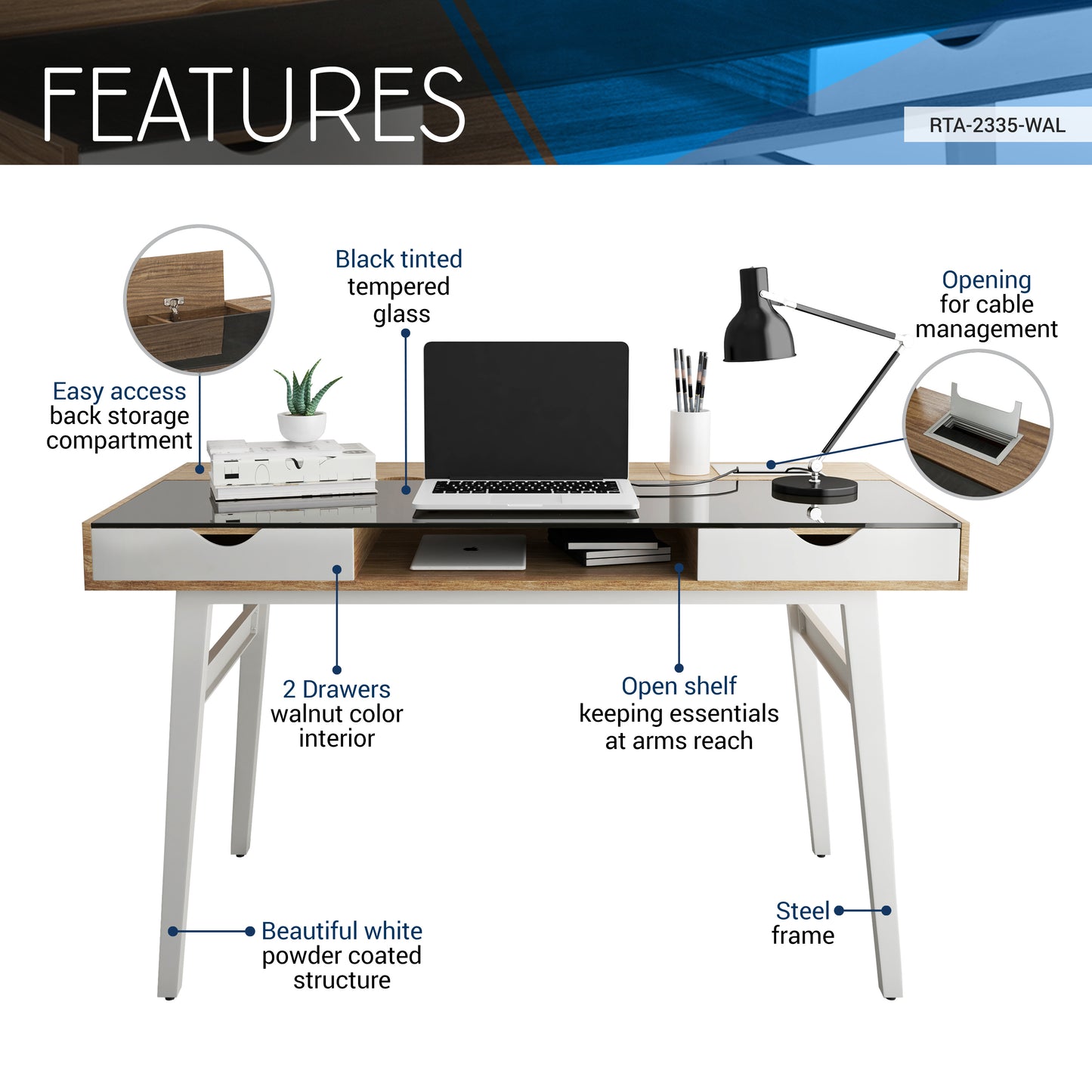 Stylish Walnut Computer Desk with Ample Storage