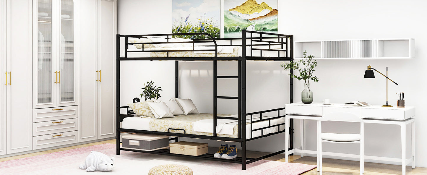 Full Metal Bunk Bed with Shelf and Guardrails for Enhanced Space-saving