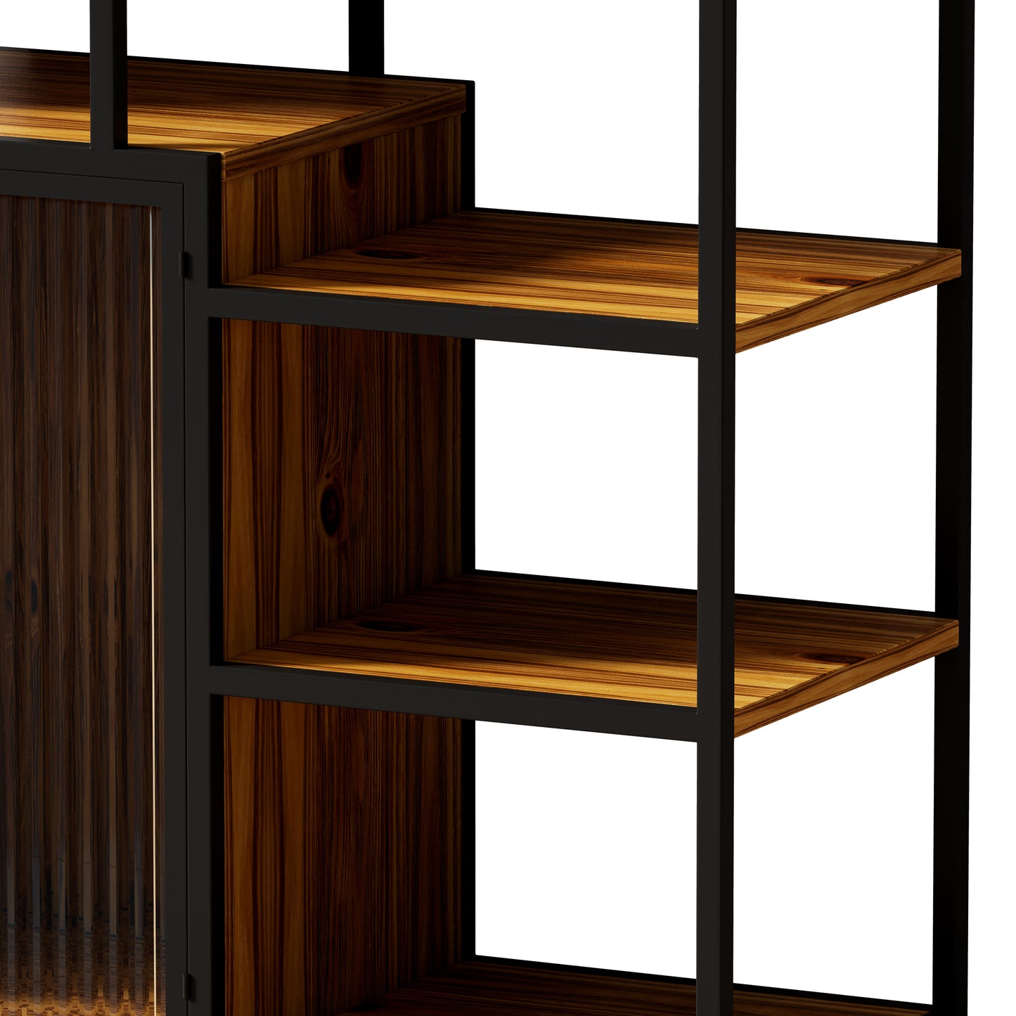 Multipurpose Bookshelf Storage Rack, Left Side with Enclosed Storage Cabinet,for Living Room,Home Office,Kitchen