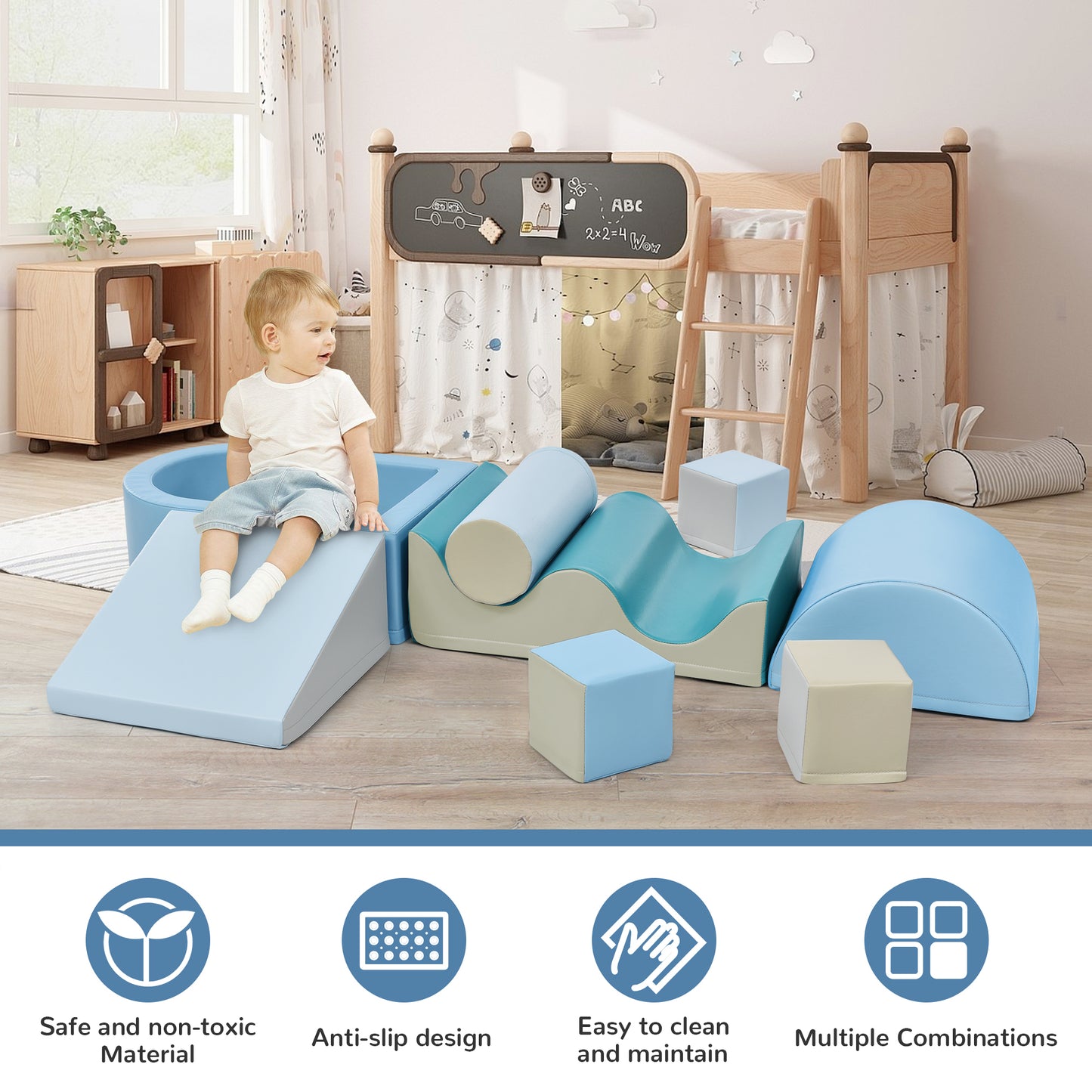 Soft Foam Climbing and Crawling Playset for Infants and Toddlers