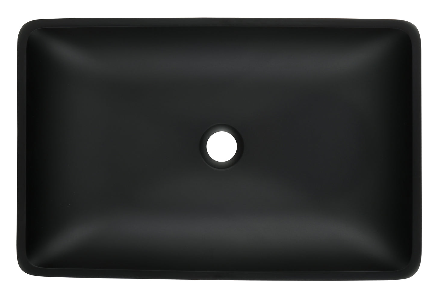 Black Matte Glass Rectangular Vessel Bathroom Sink Set with Faucet and Pop-Up Drain