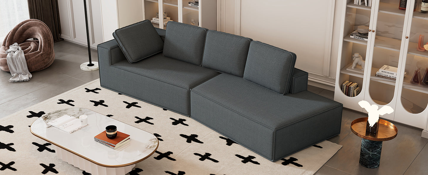 Modern Grey Chaise Lounge Sofa with Clean Lines