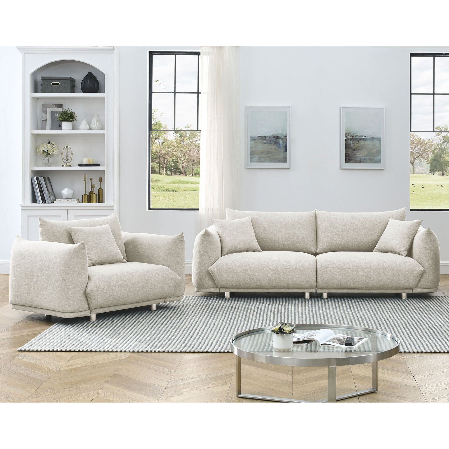 Modern 4-Piece Sofa Set with Solid Wood Frame and Metal Legs